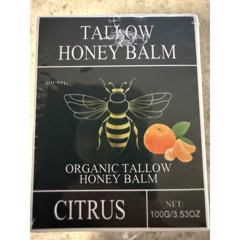 Organic Beef Tallow Honey Balm Citrus 3.53oz Moisturizing Skin Care Cream 100g